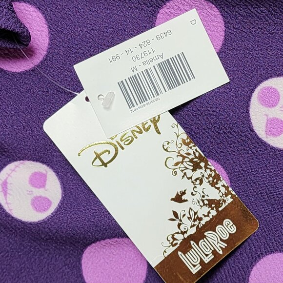 LuLaRoe Purple Polka Dot Ameilia Jack Skellington Dress Medium NWT - Picture 8 of 13